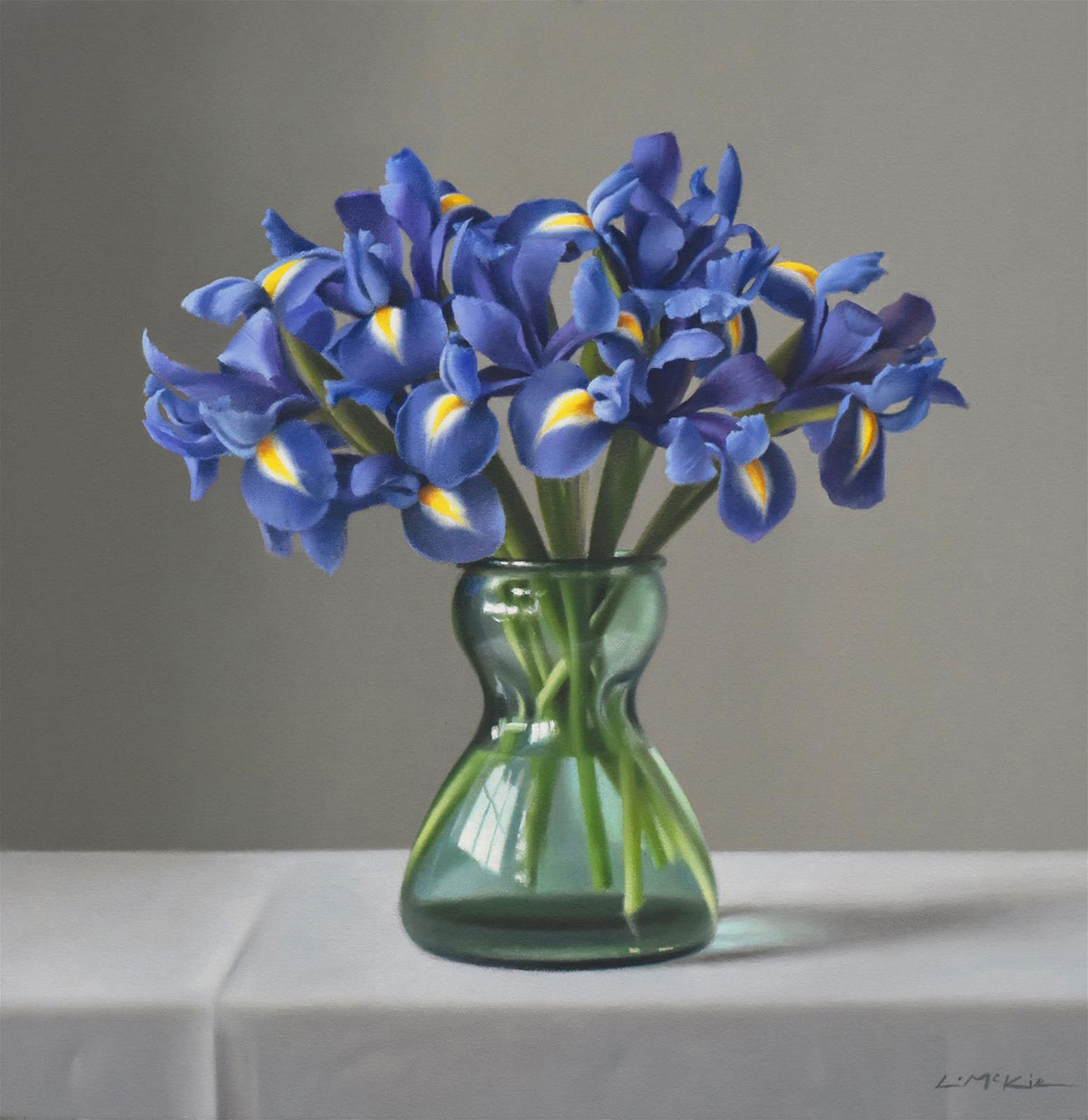Irises in Bulb Vase