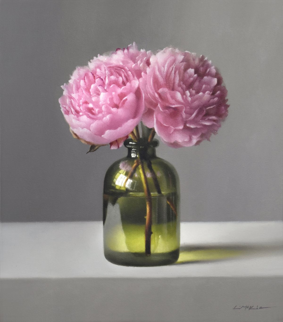 June Peonies with French Bottle