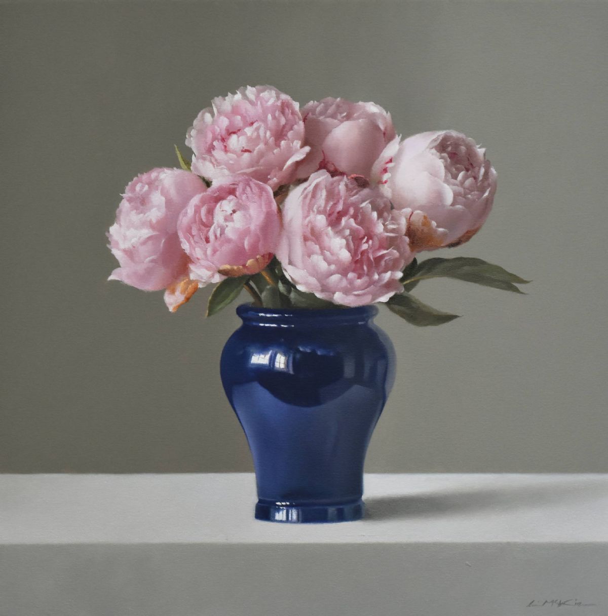 Peonies in Blue Vase