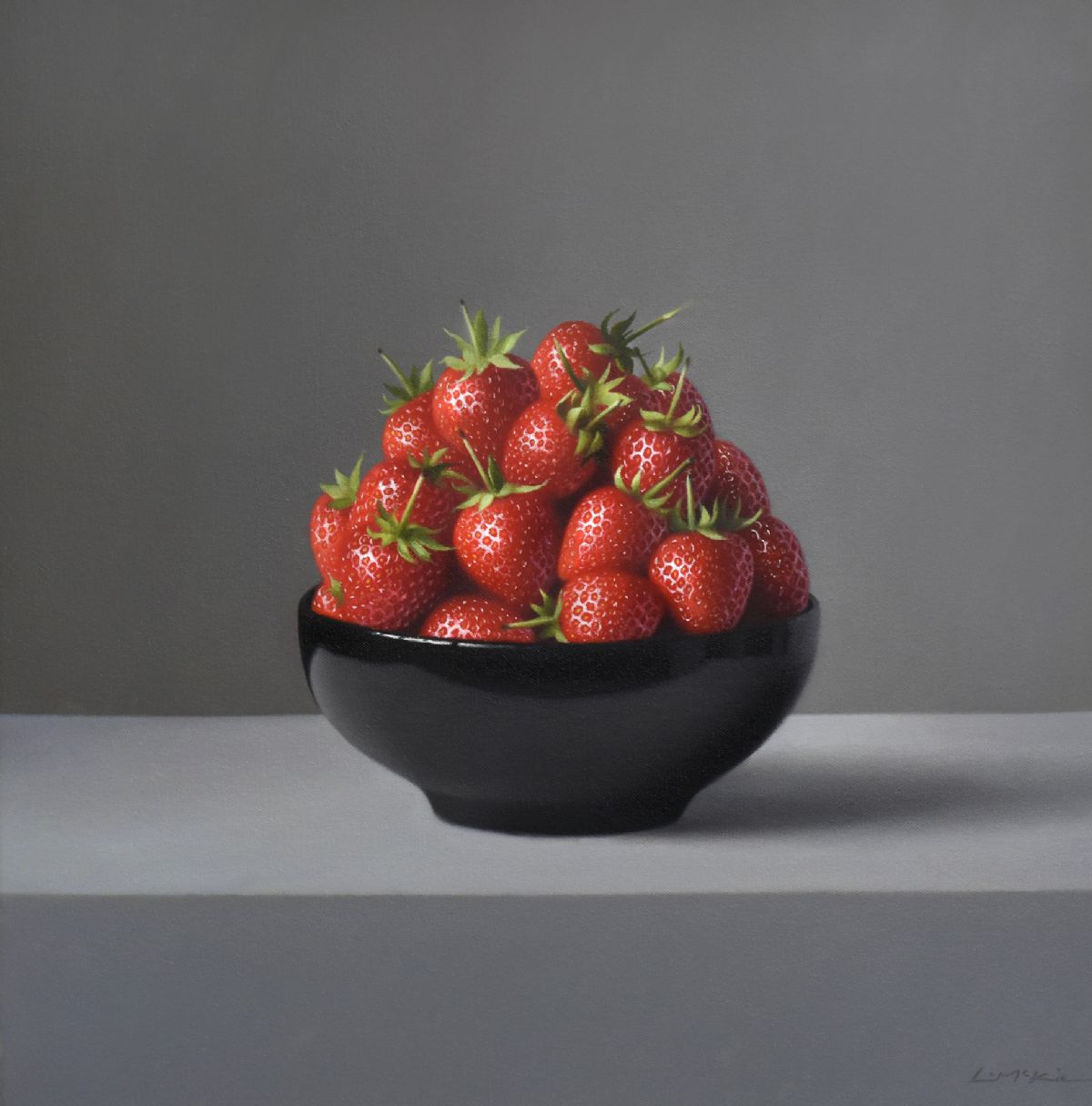 Strawberries in Black Bowl