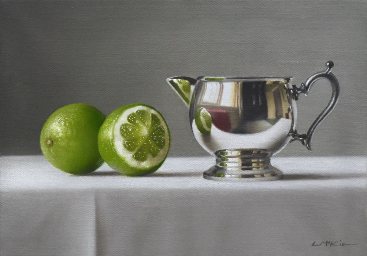 Two Limes with Silver Cream Jug