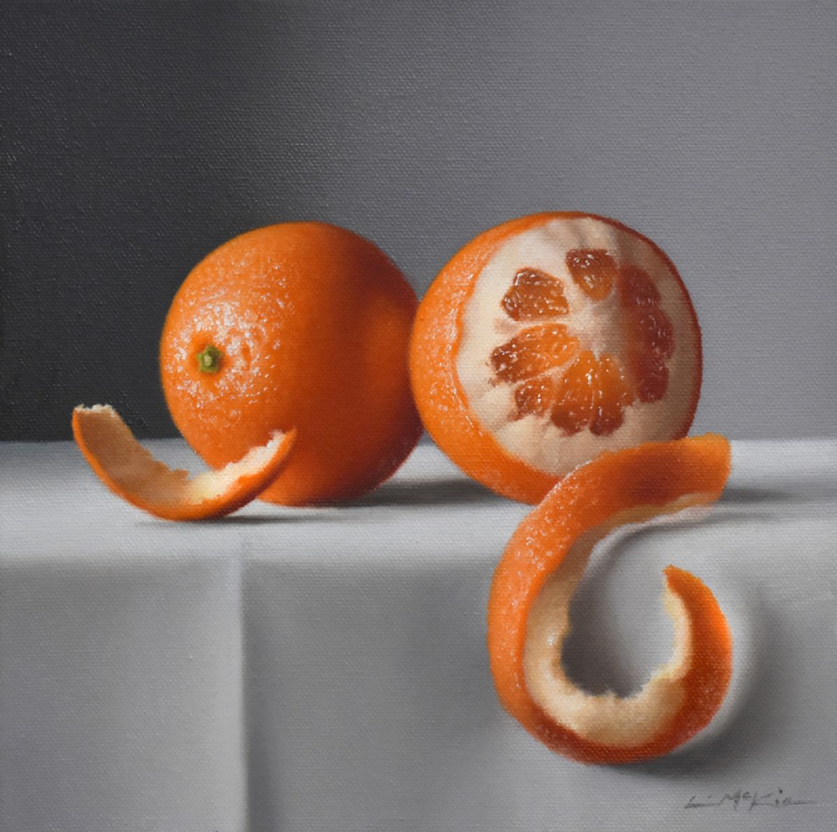 Two Oranges with Peel