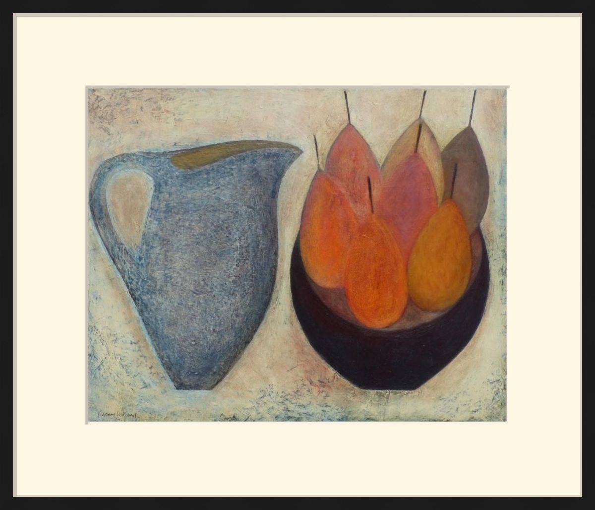 Blue Jug with Seven Pears