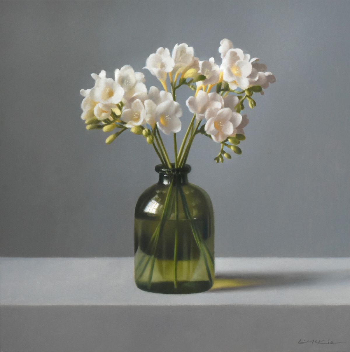 Spring Freesias in French Bottle