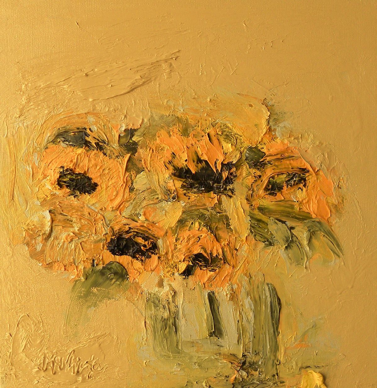 Sunflowers Against Naples Yellow