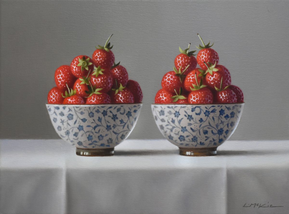 Sweet Strawberries with Porcelain Bowls